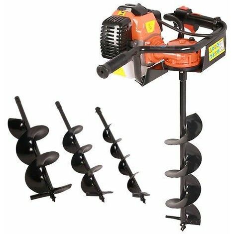 Varan Motors - TT-GD520-EU2 Mototrivella a scoppio, Trivella motore 2T molto potente 3CV 52CC EU2 con 3 punte (100, 150 e 200mm)