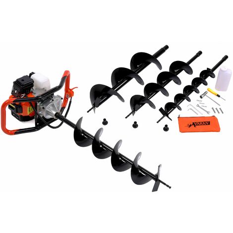 Varan Motors - TT-GD520B Mototrivella a scoppio, Trivella motore 2T molto potente 3CV 52CC EU2 con 3 punte (100, 150 e 200mm)