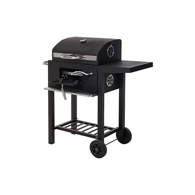 Gardeneas - Barbecue au charbon de bois avec couvercle 48,5x36x96cm