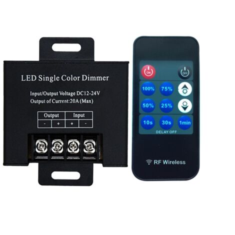 Variateur 18A RF 12V avec télécommande pour ruban LED mono couleur 12V