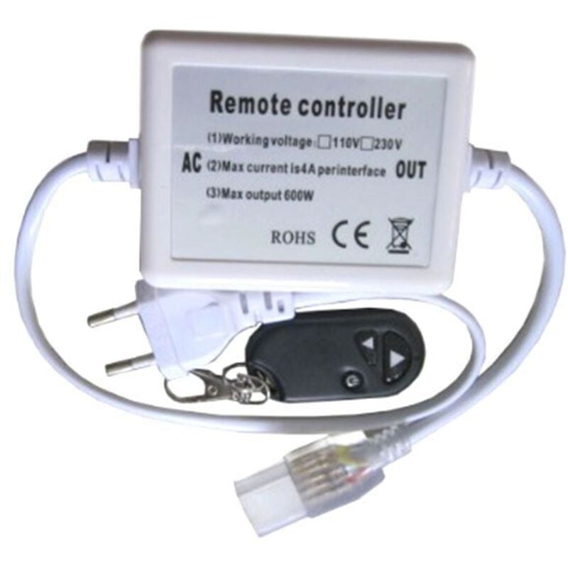 Variateur 8mm Infrarouge avec télécommande pour ruban led 220V 5050 et 2835 mono couleur