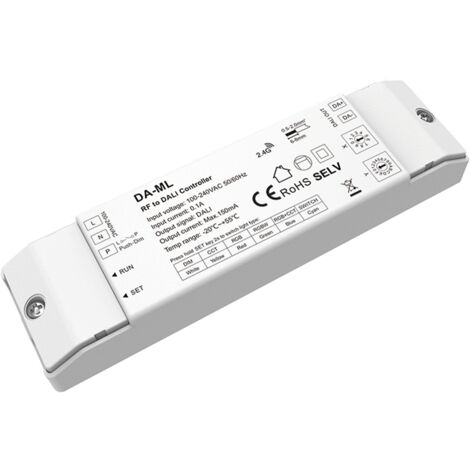 Variateur DALI Compatible avec Bouton- Poussoir et Télécommande RF SKYDANCE DA-ML Blanc