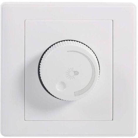 Variateur de lumière complet rotatif – Plastique blanc – Compatible avec lumières incandescentes 15W à 100W – Installation facile 60-65mm