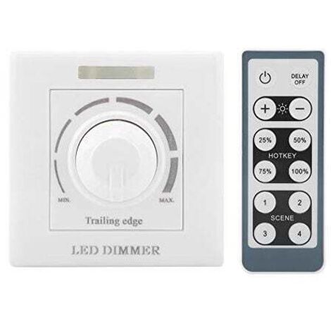 Variateur d'intensité LED, 220V 200W avec Télécommande Infrarouge Gradateur LED Interrupteur Universel Variateur de Lumière Button Interrupteurs Gradateur Commutateur
