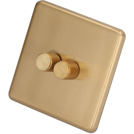 Variateur Double Gradation en Laiton Brossé Antidérapant, Interrupteur Élégant pour Maison AC220V Résistant aux Rayures