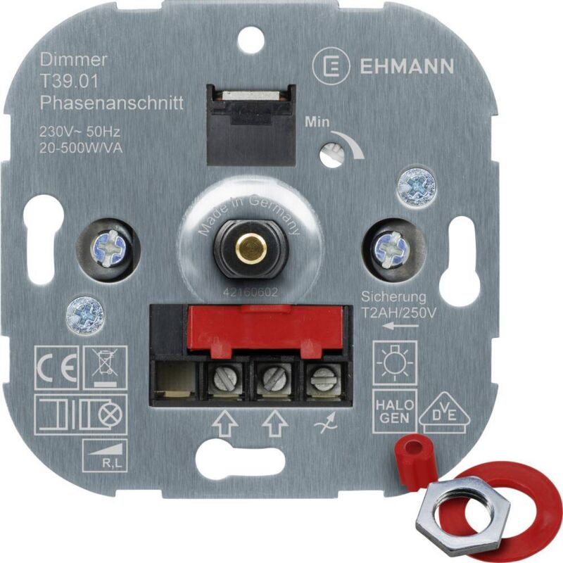 Ehmann - 3900x0100 Variateur encastré Adapté pour ampoule: Ampoule électrique, Lampe halogène