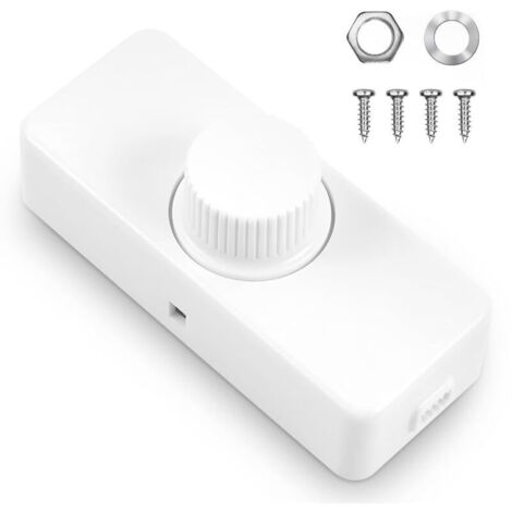 Variateur LED - 3-100 W - Interrupteur rotatif - 230 V CA 220-240 V / 50 Hz - Pour ampoules LED à intensité variable - Variateur stable et fiable (blanc)
