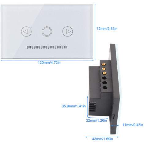 Variateur LED Connecté Télécommande RF Panneau Tactile Verre Tempré Blanc