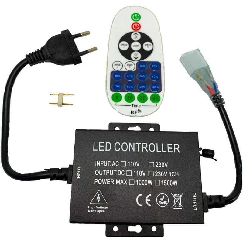 Variateur Professionnel 8mm de 1500W pour ruban led 220V 5050 et 2835 mono-couleur