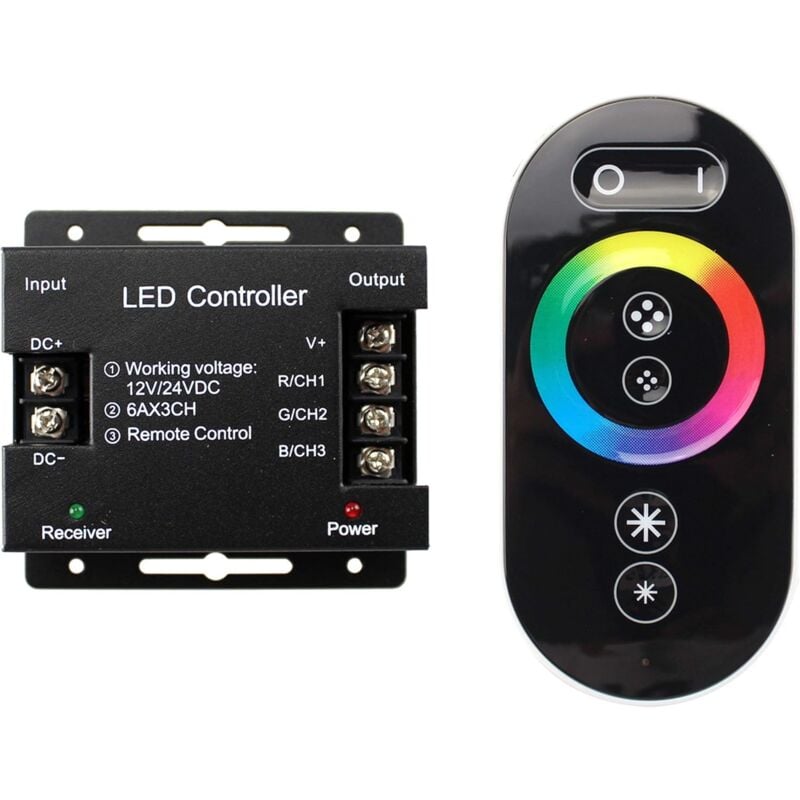 Variateur tactile led rgb 12 v - 24 v - Interrupteur pour variateur d'intensité pour bandes lumineuses led