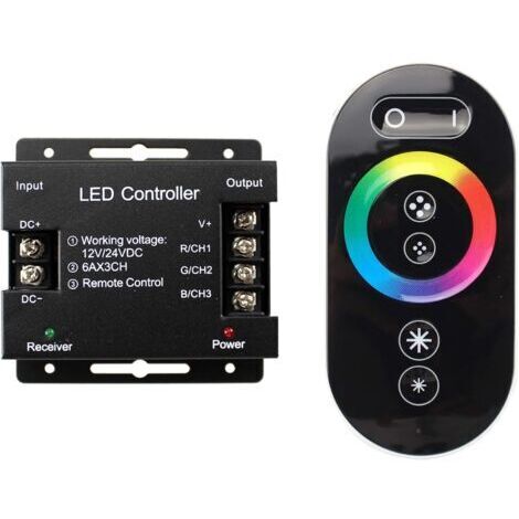 Variateur tactile LED RGB 12 V - 24 V - Interrupteur pour variateur d'intensité pour bandes lumineuses LED