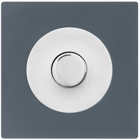 Variateur universel blanc - bouton blanc DOM + plaque simple blue grey - FONTINI
