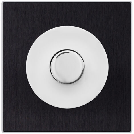 Variateur universel blanc - bouton blanc DOM + plaque simple métallisé anthracite - FONTINI