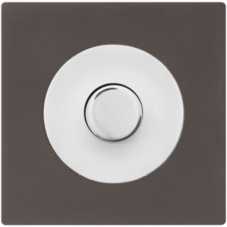 Variateur universel blanc - bouton blanc DOM + plaque simple taupe - FONTINI