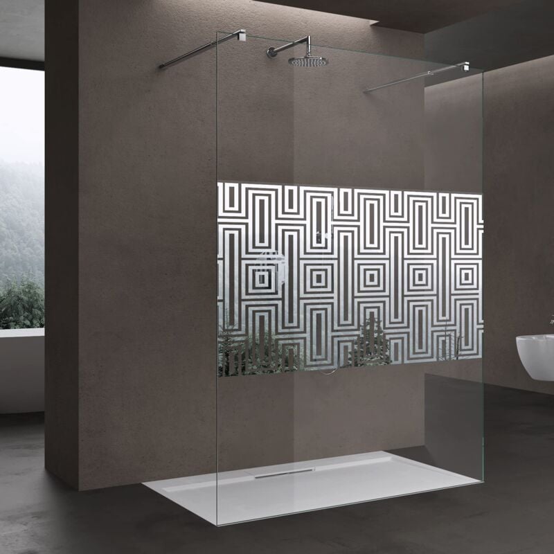 Paroi de Douche à L'italienne Labyrinthe 140 cm Pare-douche Verre 10mm Paroi 138x200cm avec 2 Stabilisateurs Rectangulaires Bremen02DM - Doporro