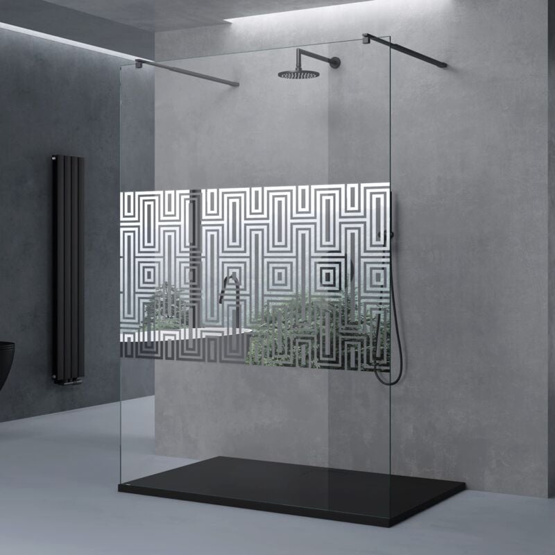 Paroi de Douche à L'italienne Labyrinthe 120 cm Pare-douche Verre 10mm Paroi 118x200cm avec 2 Stabilisateurs Rectangulaires Noir Bremen02DM - Doporro