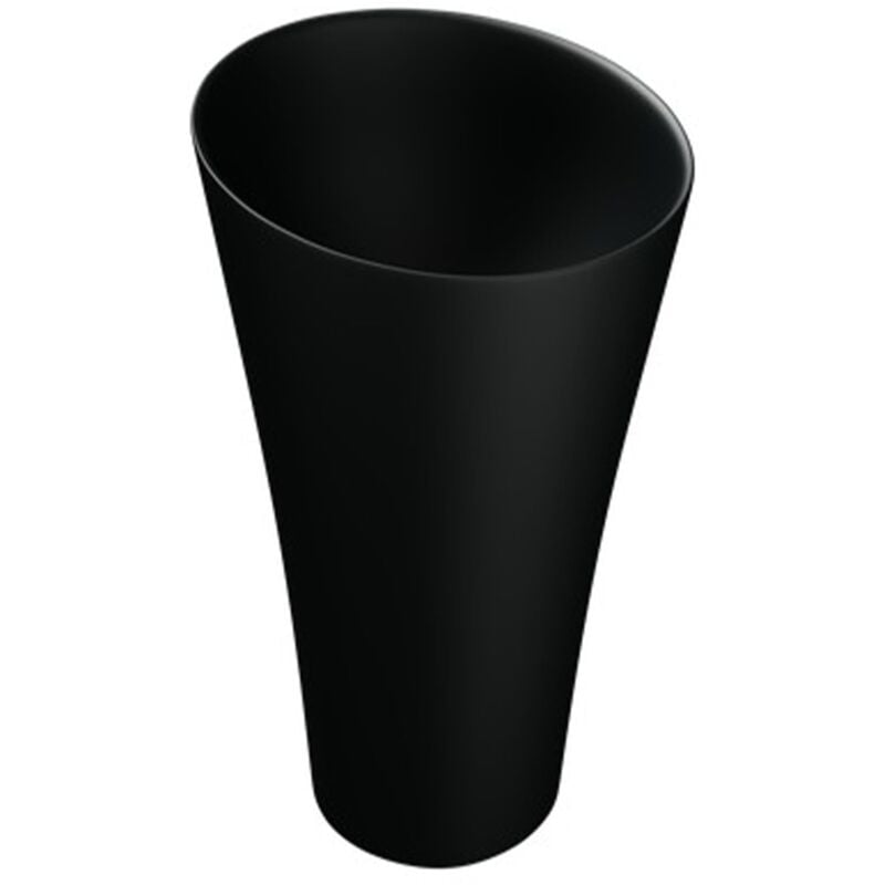 Lavabo Colonne sur Pied Rond Noir Vasque Fonte Minérale Solid Surface Lave Mains pour Salle de Bain 42x42x85cm Colossum33 - Doporro