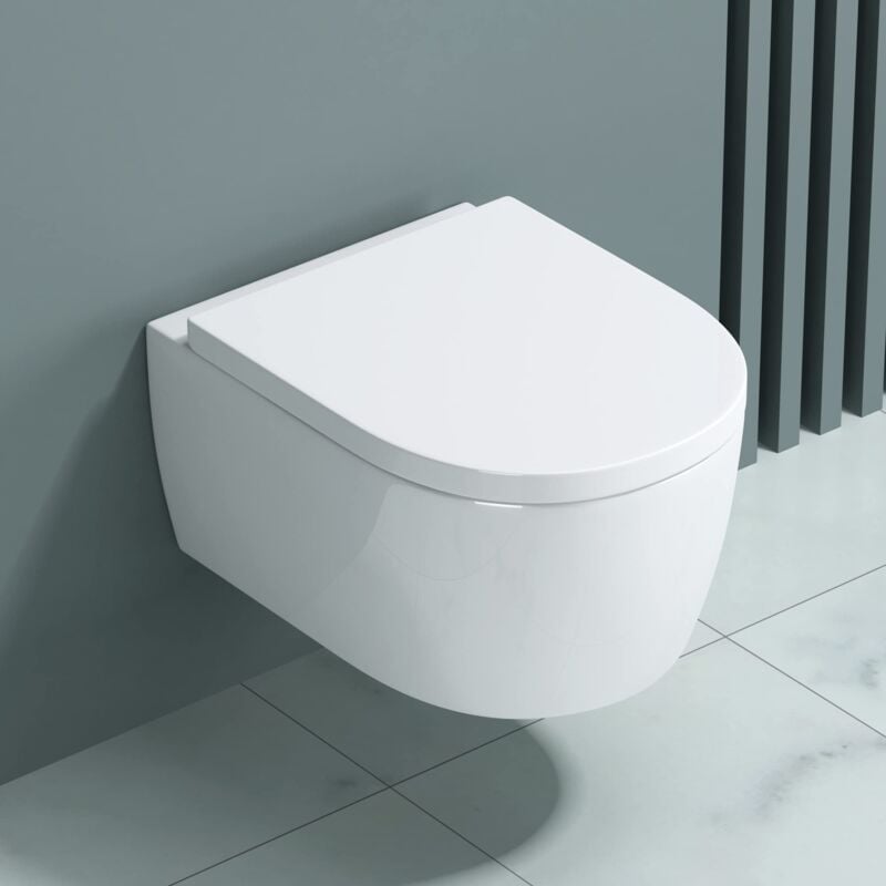 doporro WC toilette suspendu abattant silencieux lunette de WC de WC Aachen106 48x35,5x25cm