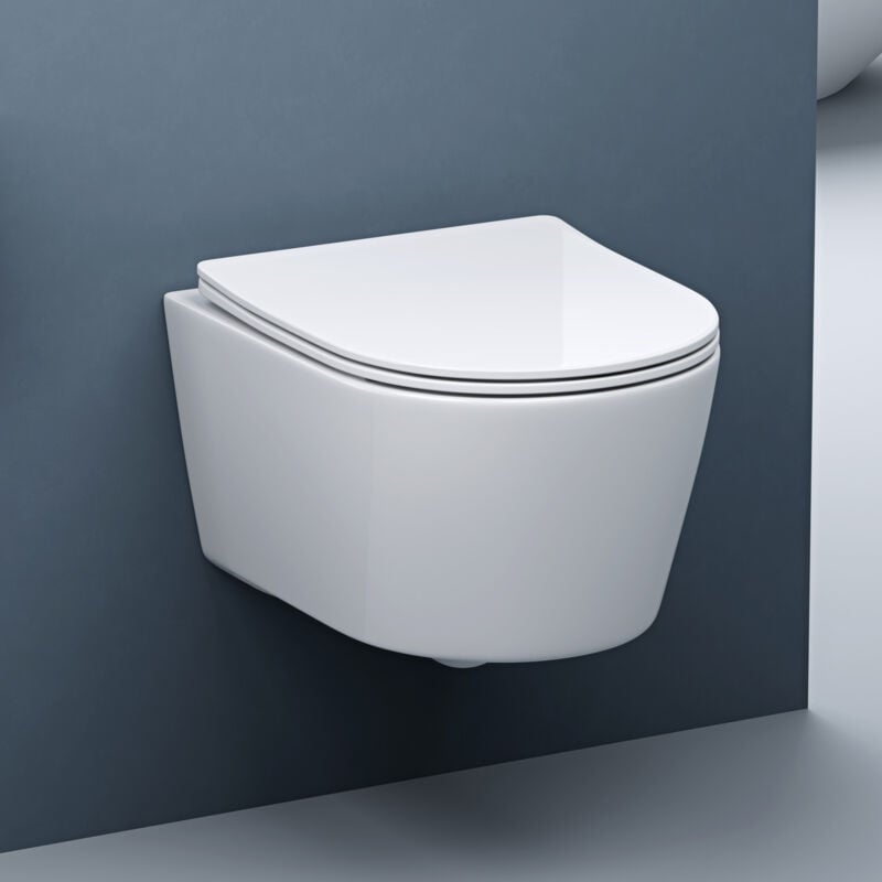 Wc suspendu céramique blanc toilette abattant silencieux avec frein de chute Aix306 - Doporro