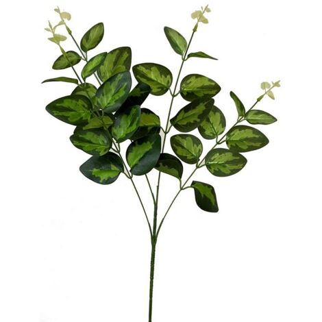 Variegated Leaf Spray (Single Stem Flower) - Plastic - L5 x W20 x H62 cm - Green