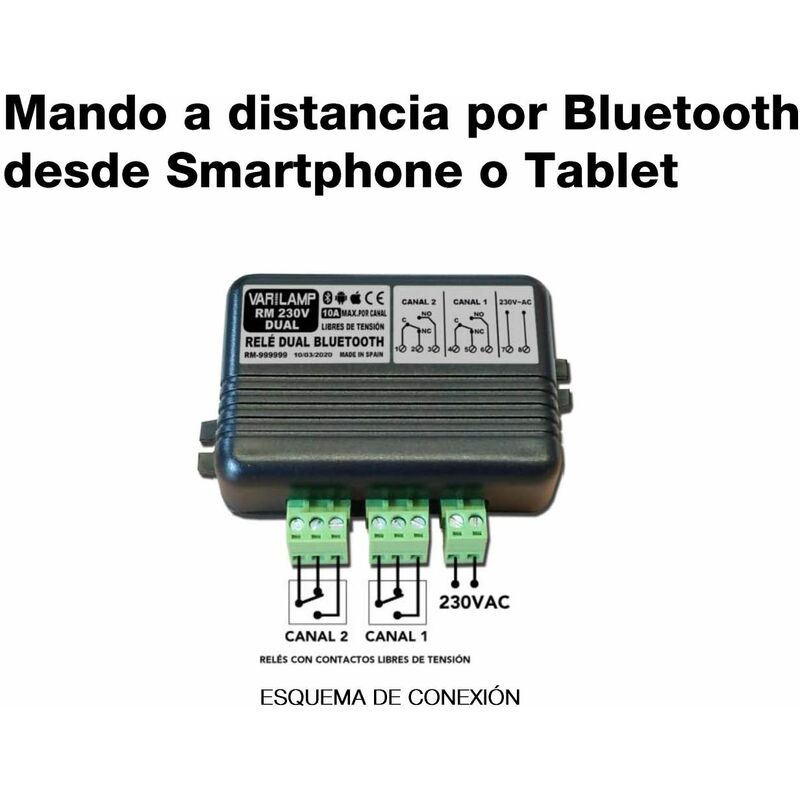 

RM230V dual rele universal por bluetooth - Varilamp