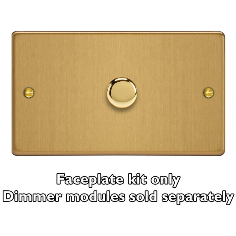 Varilight 1-Gang Matrix Kit for Rotary Dimmers Twin Plate Brushed Brass