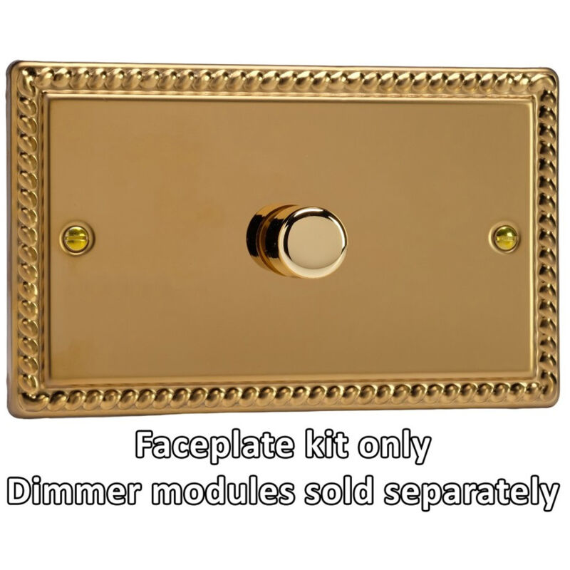 Varilight 1-Gang Matrix Twin Plate Kit for Rotary Dimmers Georgian Brass Finish