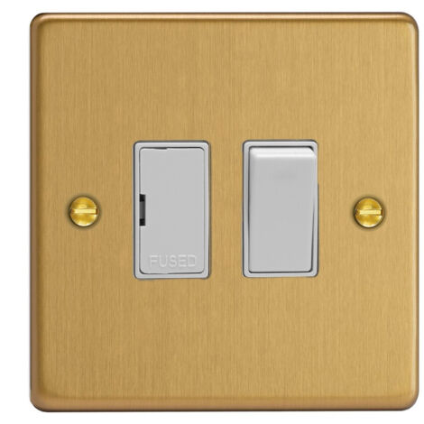 Varilight 13A Switched Fused Spur Switch, Brushed Brass Finish, Durable Easy-Install Indoor