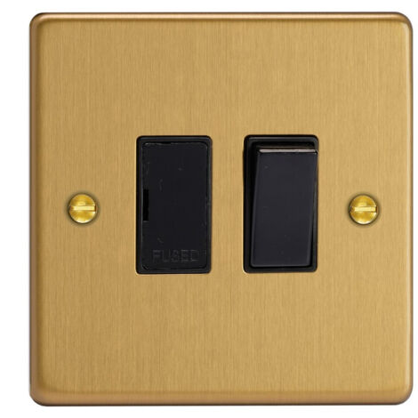 Varilight 13A Switched Fused Spur Switch, Brushed Brass Finish, Durable Easy-Install Indoor