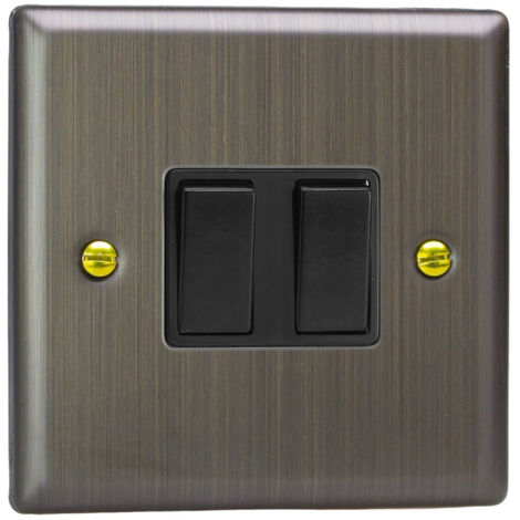 Varilight 2-Gang 10A 1- or 2-Way Rocker Switch, Antique Brass