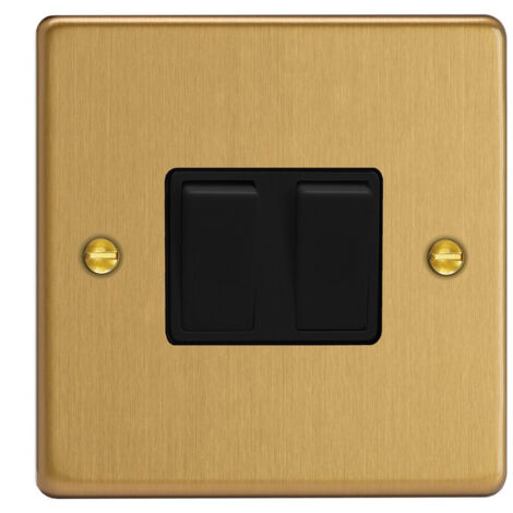 Varilight 2-Gang 10A Rocker Switch Brushed Brass 1- or 2-Way Indoor