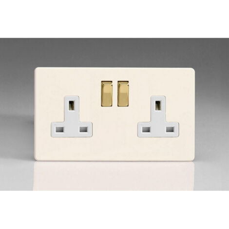 Varilight 2-Gang 13A Double Pole Socket with Metal Rockers