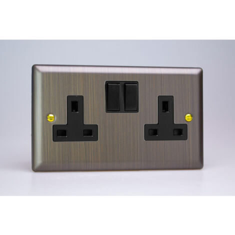 Varilight 2-Gang 13A Double Pole Switched Socket - Antique Brass