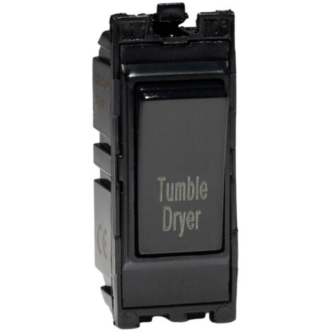Varilight 20A 1-Way Double Pole Switch for Tumble Dryers Black