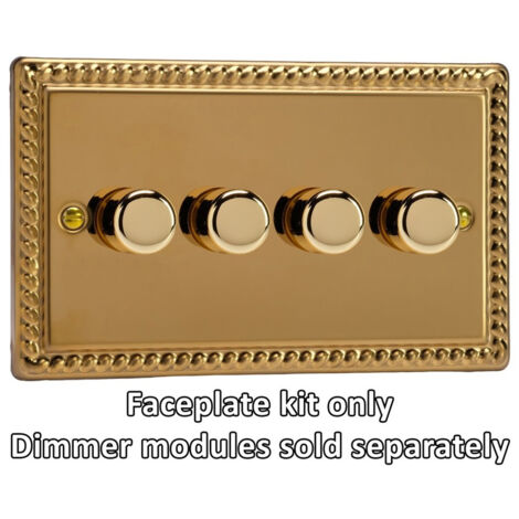 Varilight 4-Gang Matrix Kit for Rotary Dimmers (Twin Plate) Georgian Brass Finish