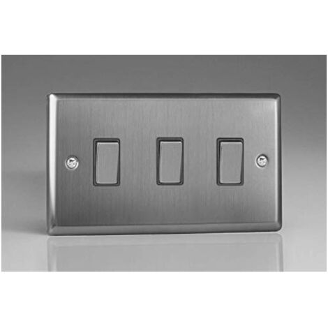 Varilight Brushed Steel 3 Gang Rocker Switch