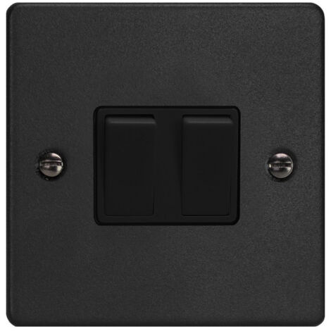Varilight ES 2-Gang 10A 1- or 2-Way Matt Black Rocker Switch