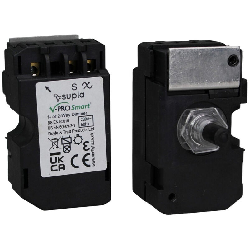 Varilight Sm V-Pro Smart Master Wi‑Fi Dimmer 120W LED 1-Gang Black (Multi-Way up to 2 Companions)