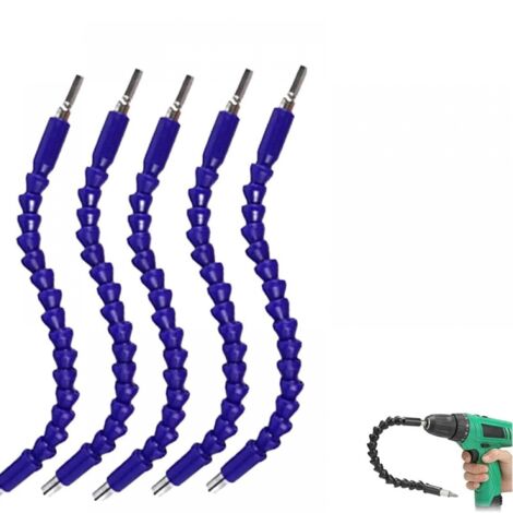 Varilla de conexión para taladro eléctrico de 5 piezas - Varilla flexible universal - Varilla de extensión para taladro de eje flexible - 295 mm - Azul