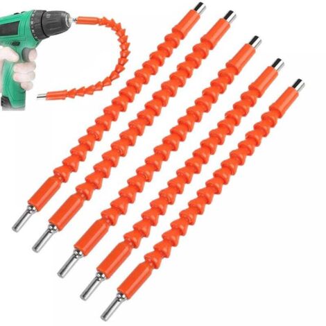 Varilla de conexión para taladro eléctrico de 5 piezas - Varilla flexible universal - Varilla de extensión para taladro de eje flexible - 295 mm - Naranja