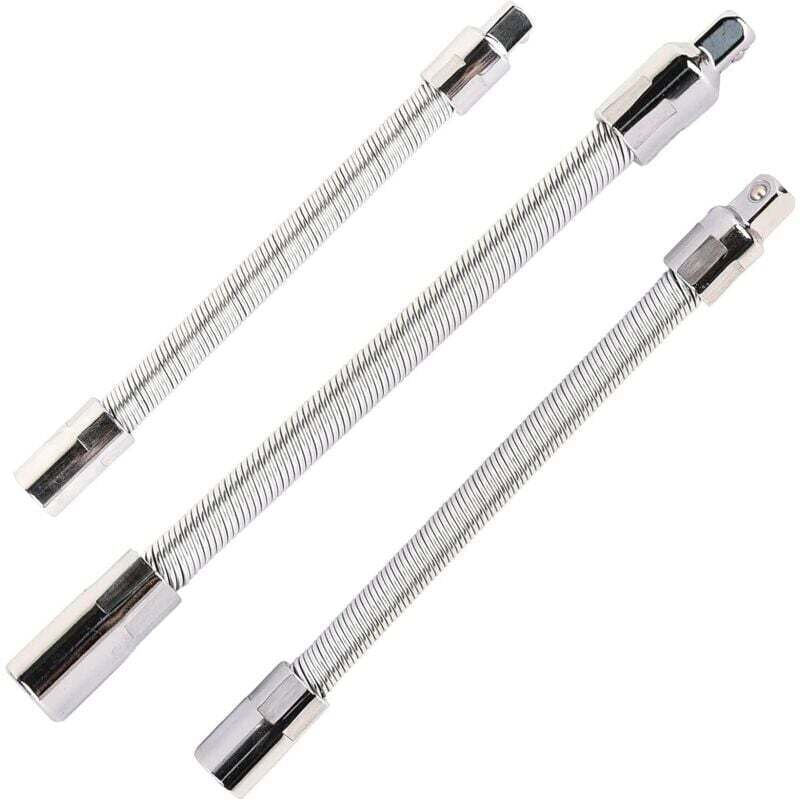 Varilla de extensión Flexible de acero inoxidable plateado, 3 uds., 1/4 ', 3/8', 1/2'