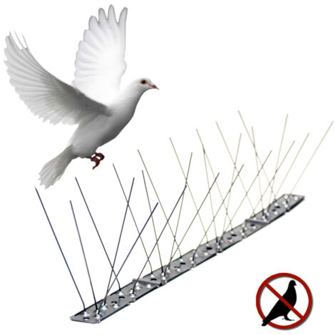 Varilla disuasoria para aves, anti palomas, acero inoxidable 100 x 2,5 x 11 cm
