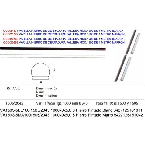 varilla hierro de cerradura falleba mod.1505 de 1 metro blanca