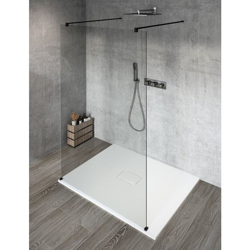 Gelco - vario black Panneau en verre de douche de 1 pièce, verre libre, 1000 mm