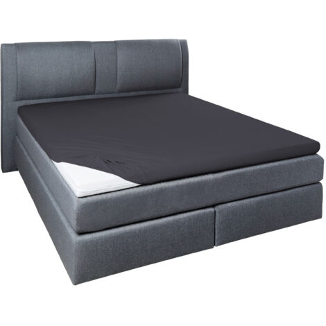Vario Jersey-Spannbetttuch Elasthan für Topper anthrazit, 100 x 200 cm Spannbettlaken