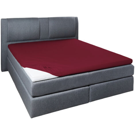 Vario Jersey-Spannbetttuch Elasthan für Topper bordeaux, 100 x 200 cm Spannbettlaken