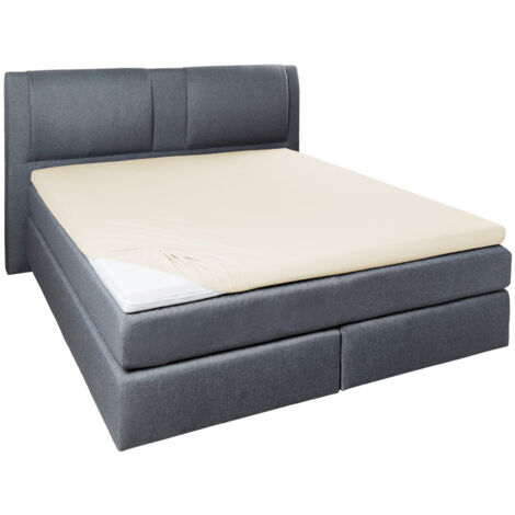Vario Jersey-Spannbetttuch Elasthan für Topper ecru, 150 x 200 cm Spannbettlaken