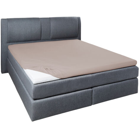 Vario Jersey-Spannbetttuch Elasthan für Topper kiesel, 100 x 200 cm Spannbettlaken
