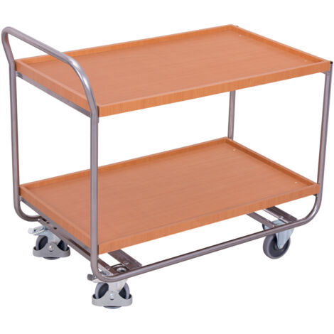 VARIOfit Aluminium Tischwagen mit Schiebegriff, 2 Schubladen und 2 Ladeflächen 985x595mm