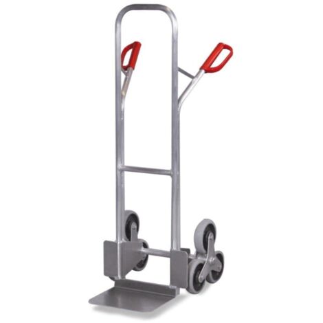 VARIOfit Aluminium Treppenkarre 200kg Tragkraft mit 2 dreiarmigen Radsternen Maße 620x625x1310mm